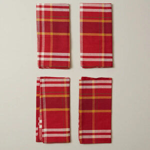 Cotton Napkins, Set Of 4 - Ribbon Red